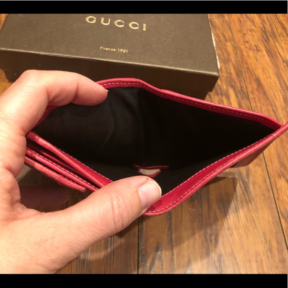 💰SOLD-Auth GUCCI RARE red studded monogram wallet - Picture 9 of 10